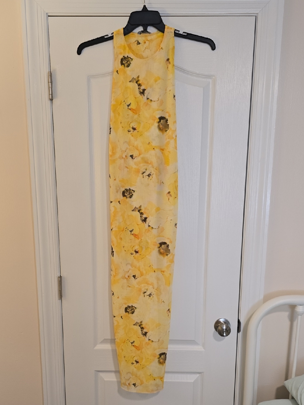 ZARA Yellow Floral Dress With Unique Back